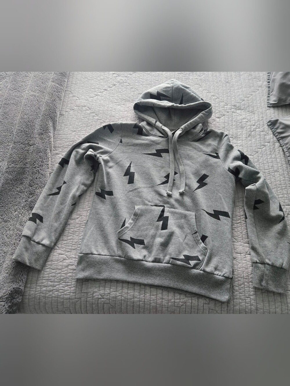 Reflex Gray Hoodie with Black Lightning Bolts L